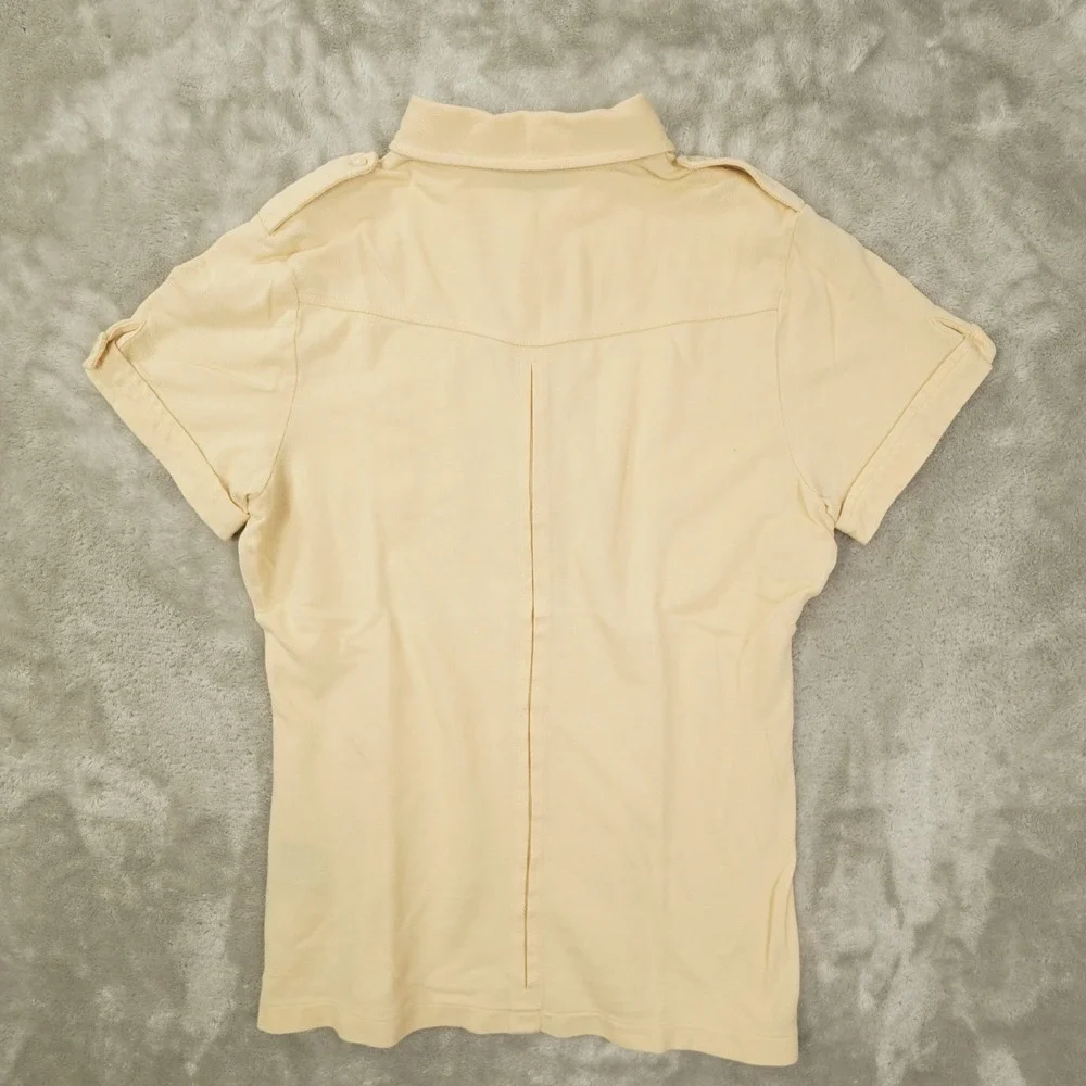 Ralph Lauren Polo Shirt Women's Medium Beige Slim Fit Safari Utility